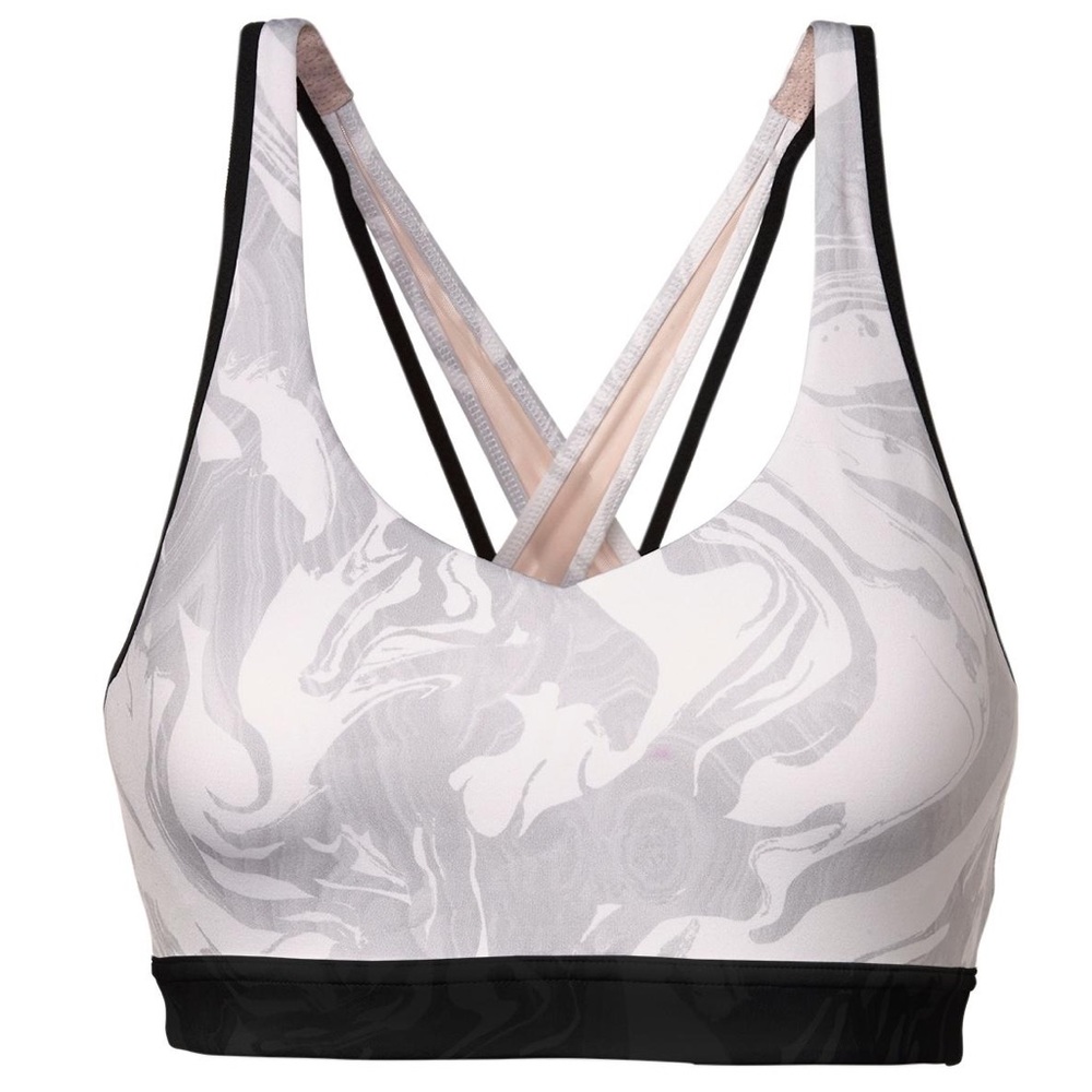 ATHLETA Pink Marble Print Transcendence Bra